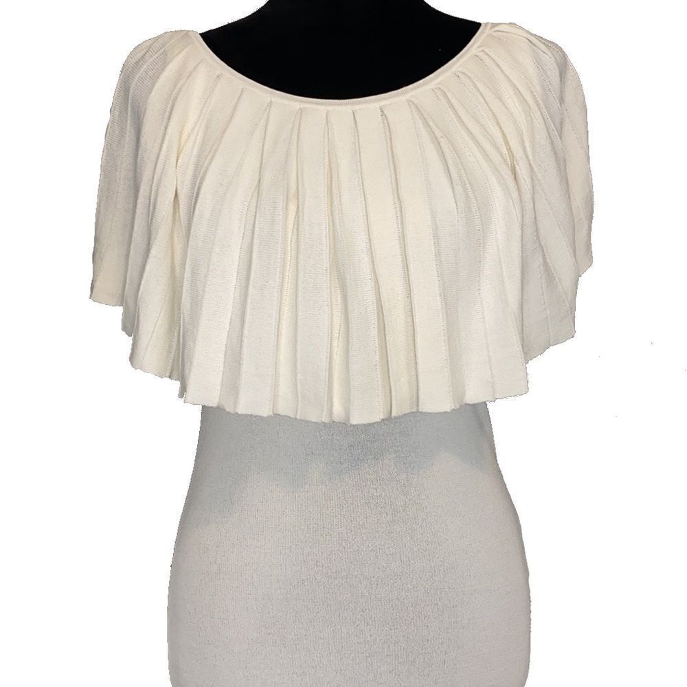 A Pea in the Pod Maternity Ivory Cream Pleated Collar Stretchy Blouse Size Small